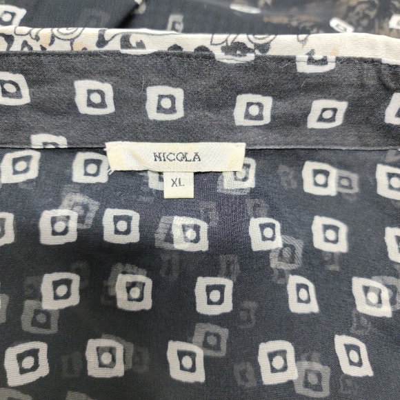 Nicola Sz 14 XL Gold Black Sophisticated Floral and Blocks Blouse Shirt... - Picture 5 of 5